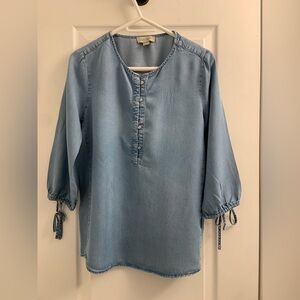 Charlie Paige Light Blue Denim Tunic with Tie Cuffs